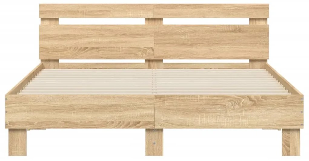 Estrutura cama c/ cabeceira/luzes LED 140x190cm carvalho sonoma