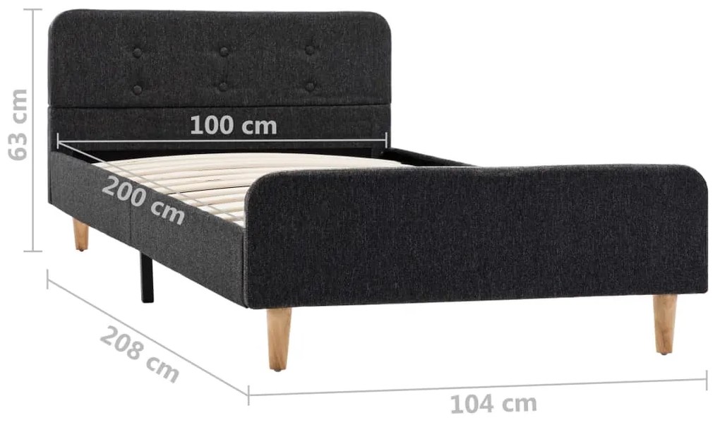Estrutura de cama 100x200 cm serapilheira cinzento-escuro