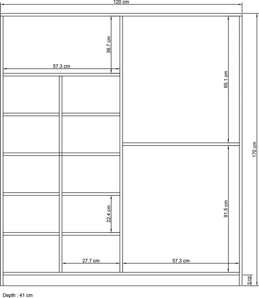 Guarda-roupa Royal – Branco – 120x170x41 cm