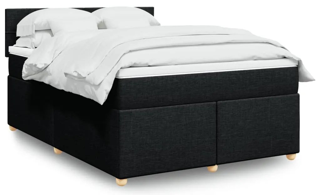 Cama com molas/colchão 160x200 cm tecido preto