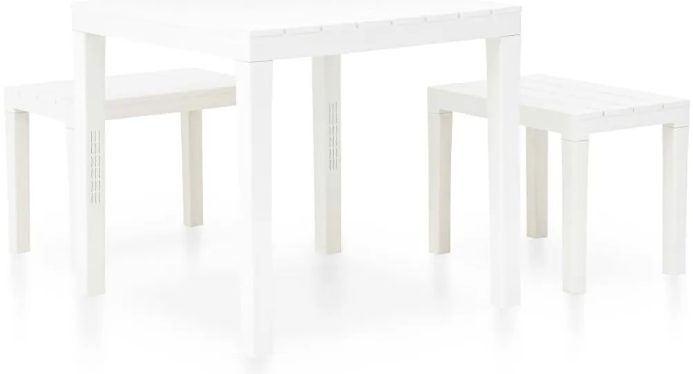 Mesa de jardim com 2 bancos plástico branco