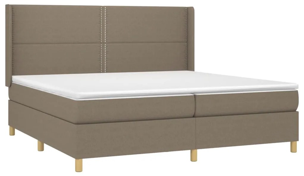 Cama box spring colchão/LED 200x200cm tecido cinza-acastanhado