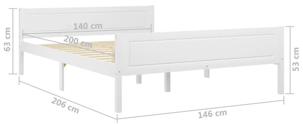 Estrutura de cama em pinho maciço 140x200 cm branco