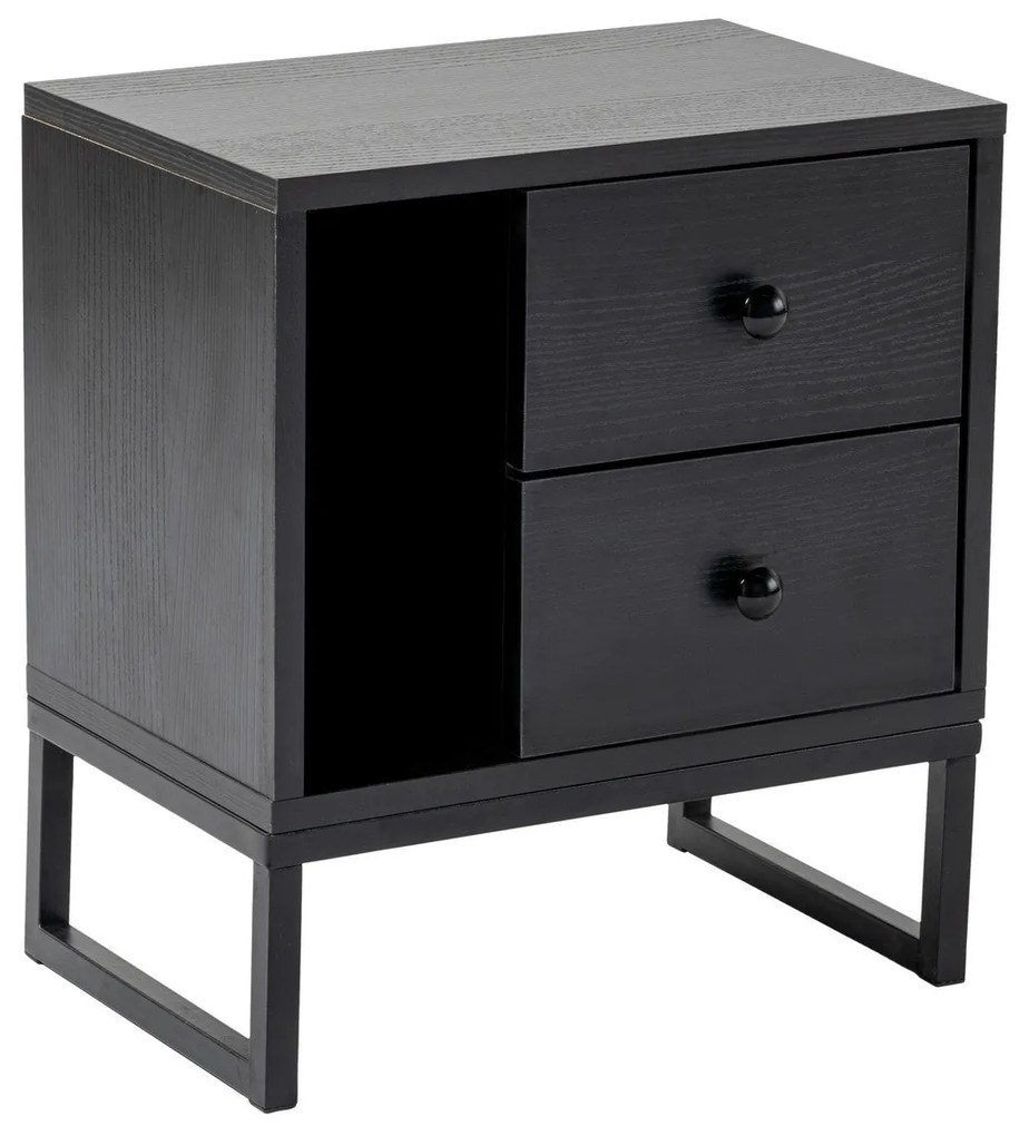 Mesa de Cabeceira Glimmer – Preto Madeira – 45,2x50x29,5 cm