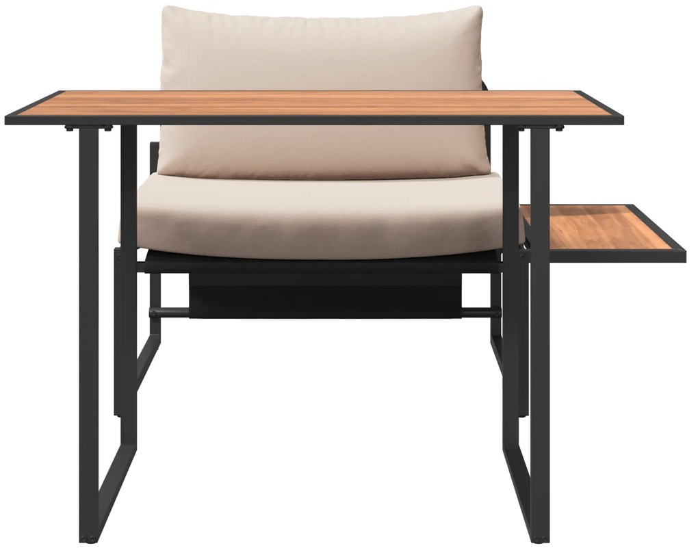 Conjunto de Jantar de Jardim com 2 Peças Cadeira Individual com Almofa