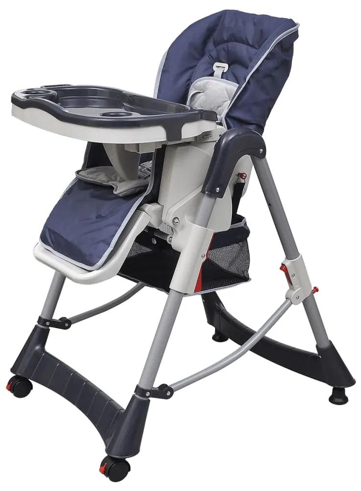 10063 vidaXL Cadeira de bebé alta Deluxe azul escuro altura ajustável