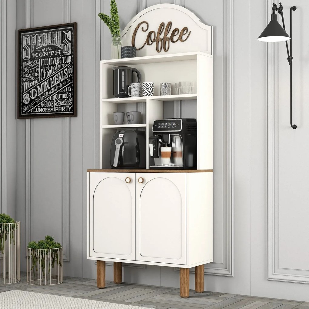Armário de Cozinha/Sala "Caffè" - Creme - 81.3x201x35cm - Design Moder