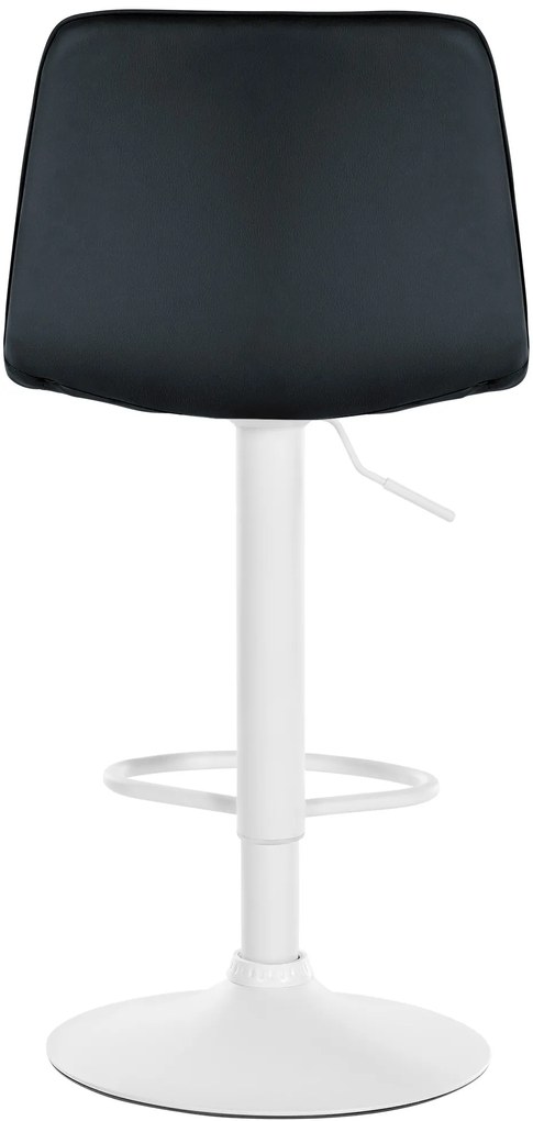 Banco de bar Lex em couro sintético e com estrutura branca 45 x 89-110 x 46 cm Preto