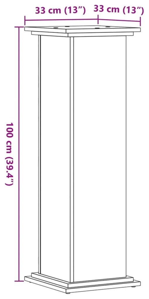 Suporte p/plantas 33x33x100cm derivados madeira carvalho sonoma