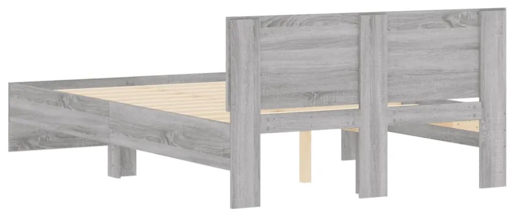 Estrutura de cama com cabeceira 120x200 cm cinzento sonoma
