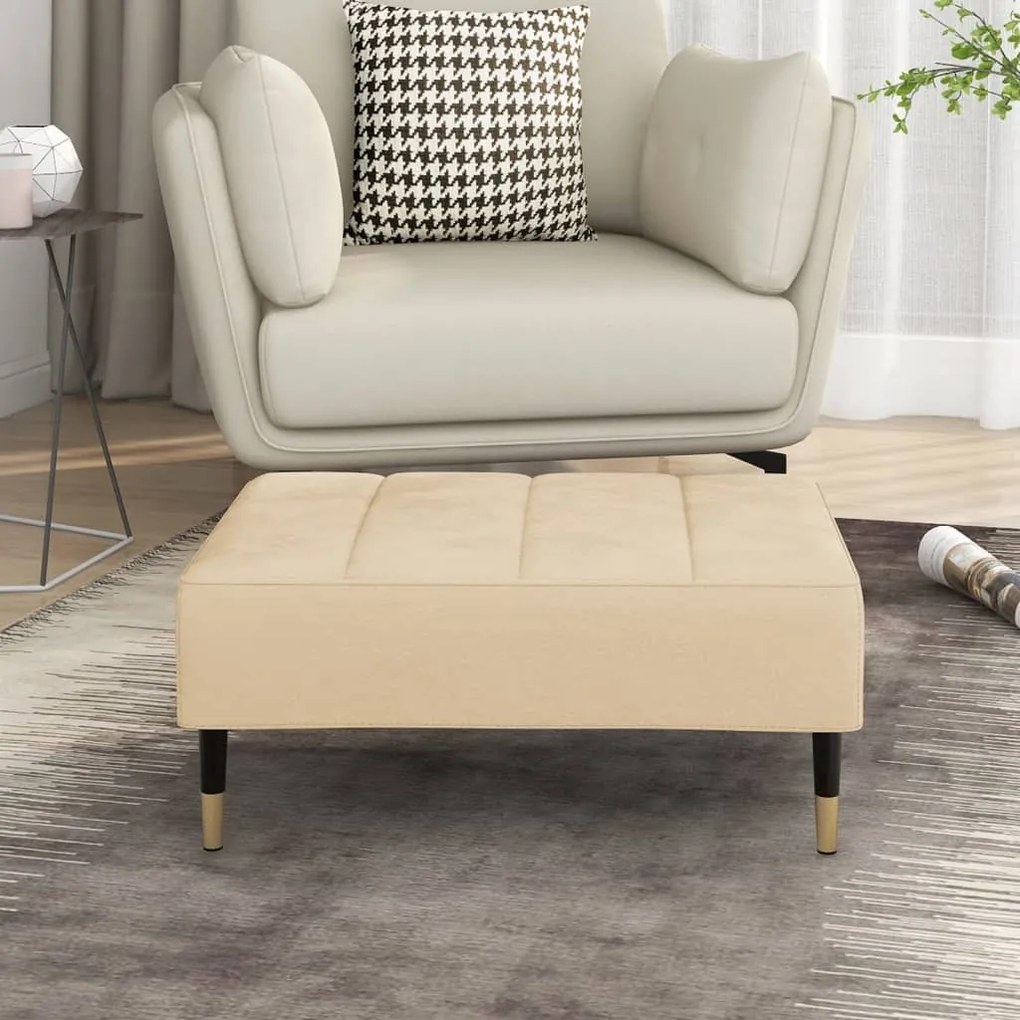vidaXL Apoio de pés 78x56x32 cm veludo cor creme