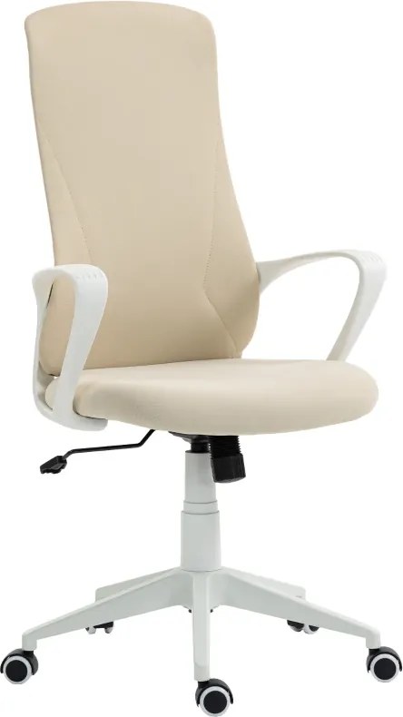 Cadeira de Escritório Ergonómica com Altura Ajustável Função de Inclinação e Encosto Alto 62x56x110-119,5 cm Bege