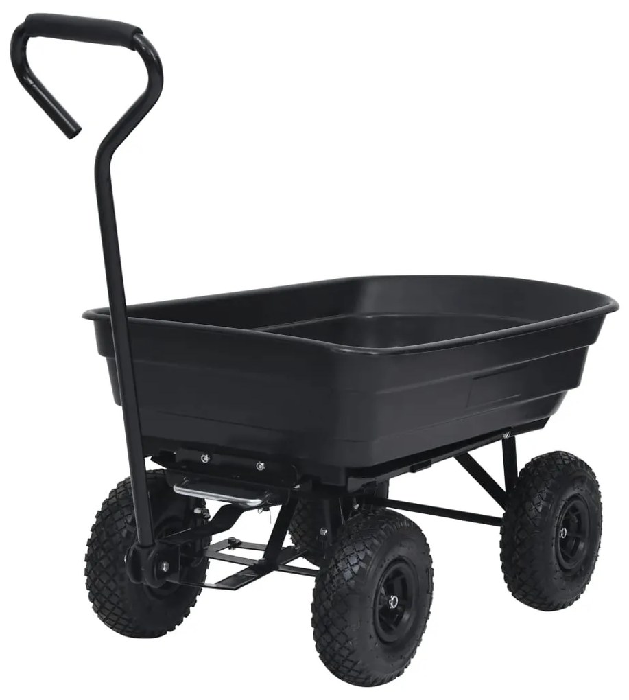 Carrinho de mão basculante para jardim 300 kg 75 L preto