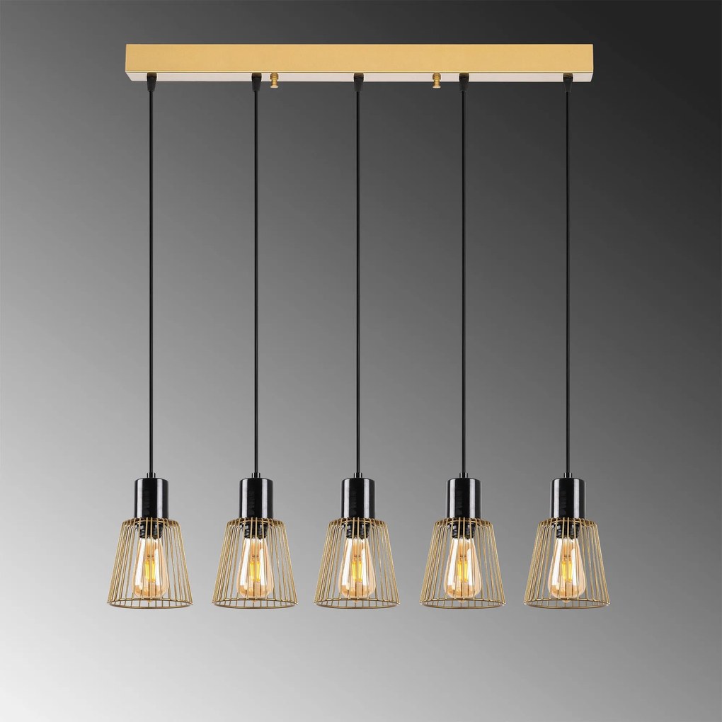 Candeeiro de Teto Kemtel – Ouro Brilhante – 85 x 16 x 115 cm