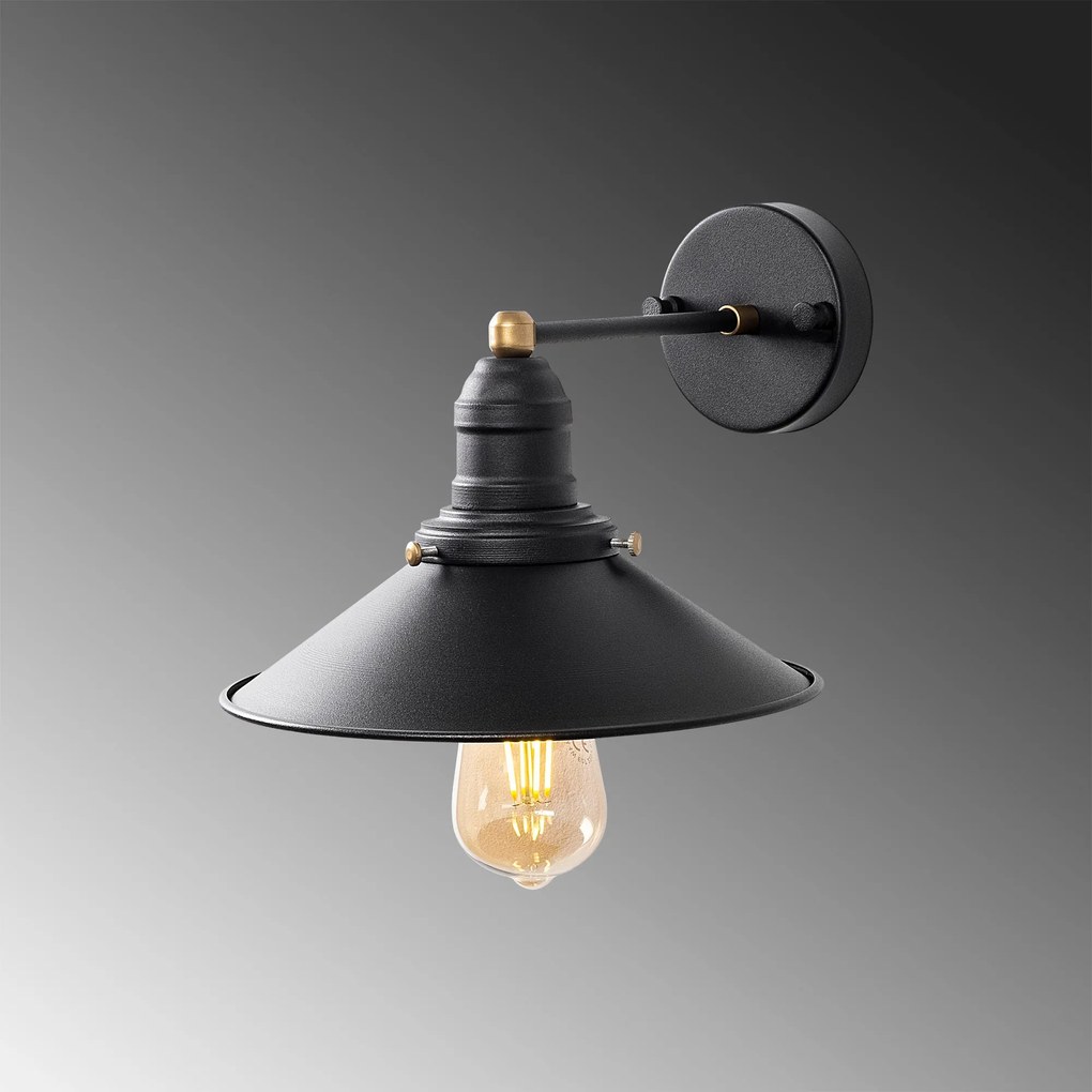 Candeeiro de Parede Conical – Preto Antique – 24 x 27 x 20 cm