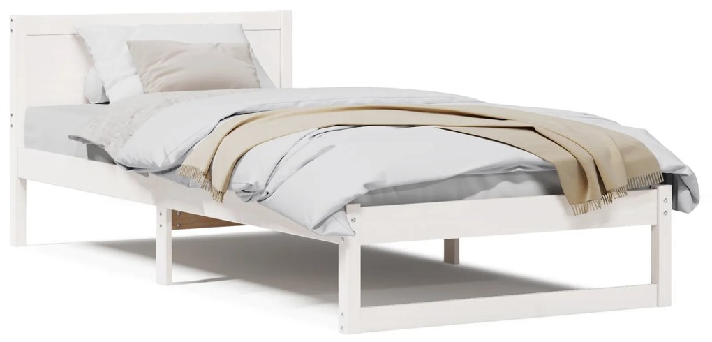 Estrado de Cama Branco Madeira de Pinho Maciça 75 x 190 cm