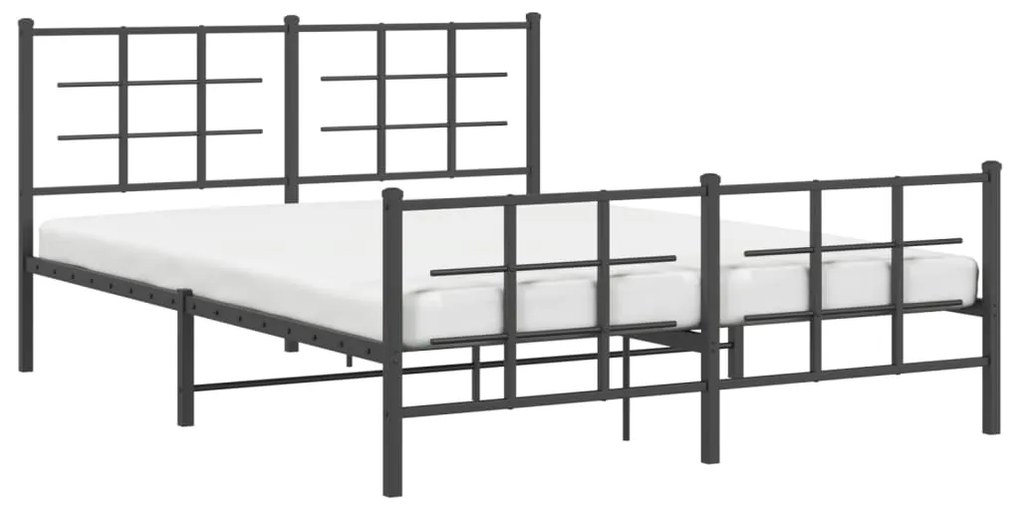 Estrutura de cama com cabeceira e pés 150x200 cm metal preto