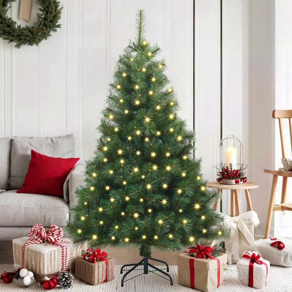 vidaXL Árvore de Natal Artificial com 150 LEDs Verde 150 cm PE e PVC