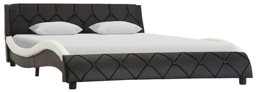 Estrutura de cama 120x200 cm couro artificial preto e branco