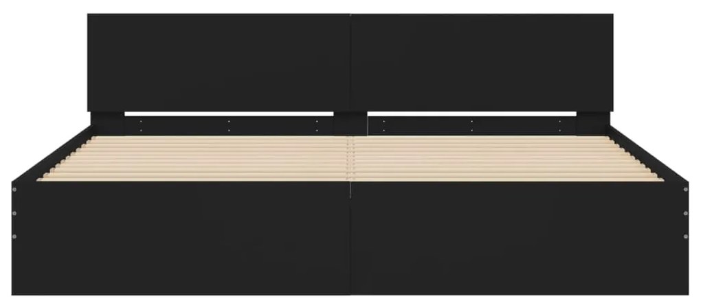 Estrutura de cama com cabeceira 200x200 cm preto