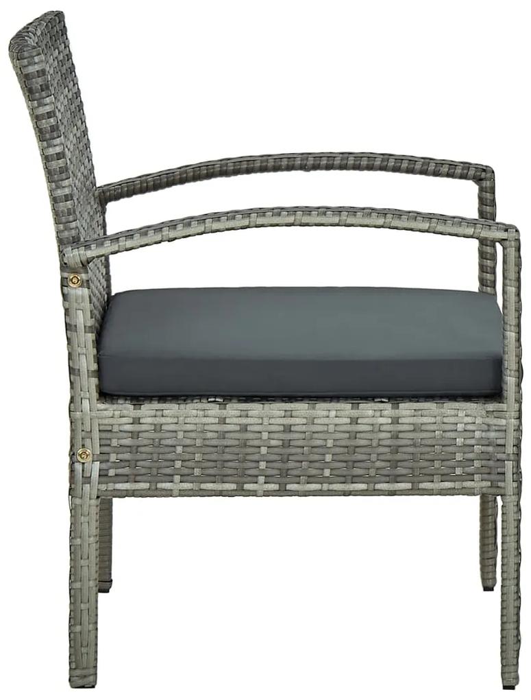 Cadeira de jardim com almofadão vime PE cinzento