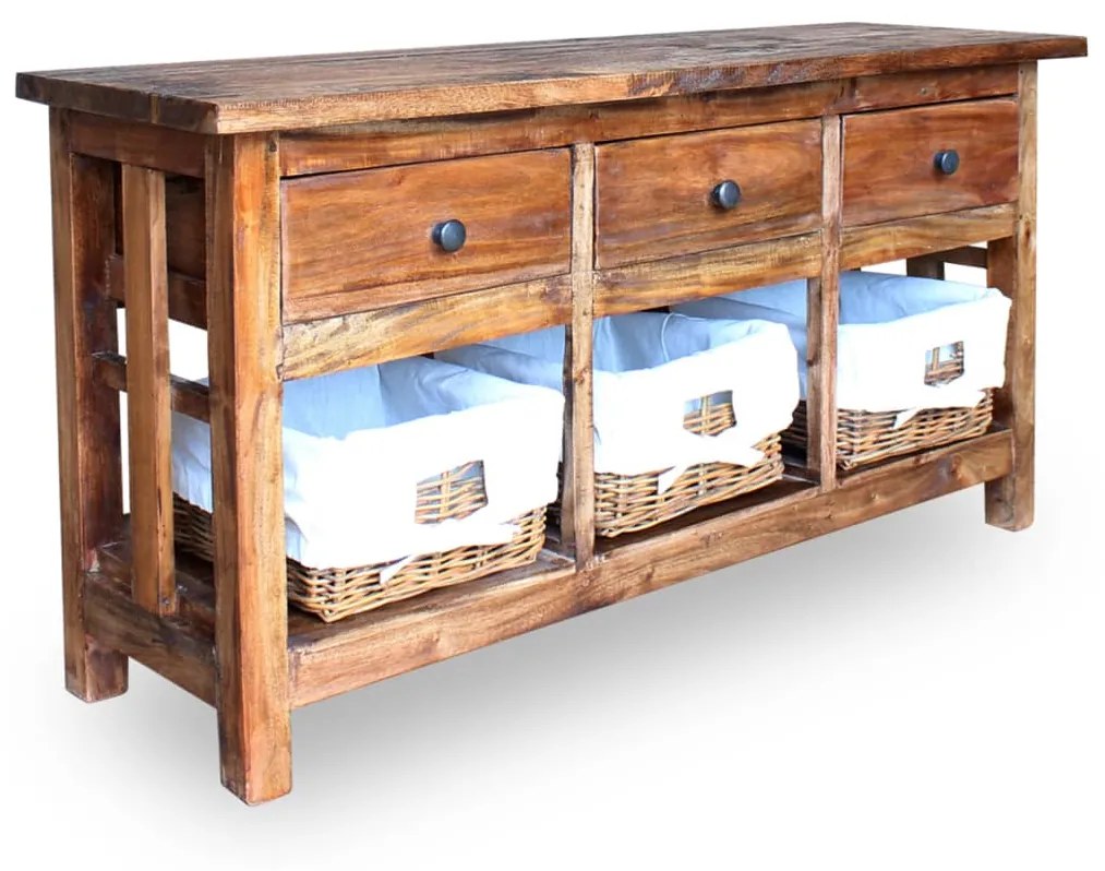 vidaXL Aparador em madeira de mogno maciça 100x30x50 cm