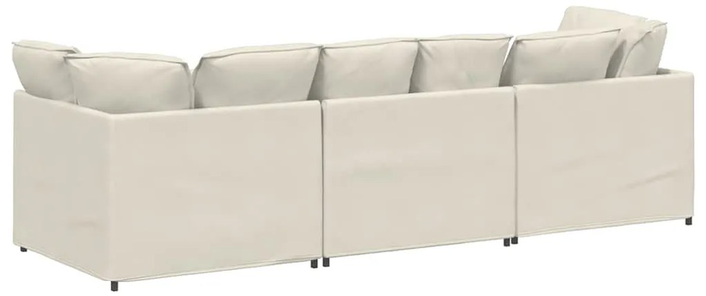 Sofá modular com almofadas veludo creme