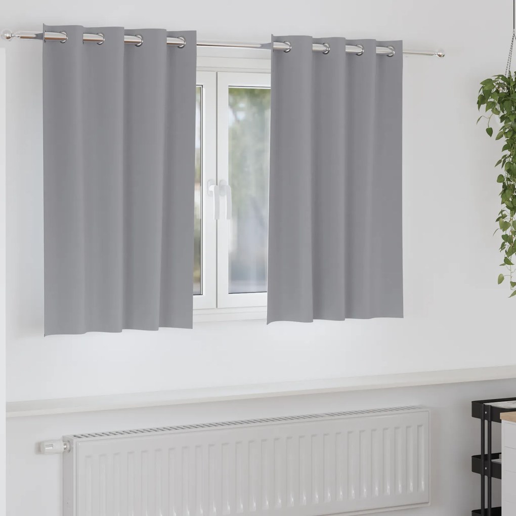 vidaXL Cortinas 2 pcs Cinzento-claro 140 x 140 cm Poliéster