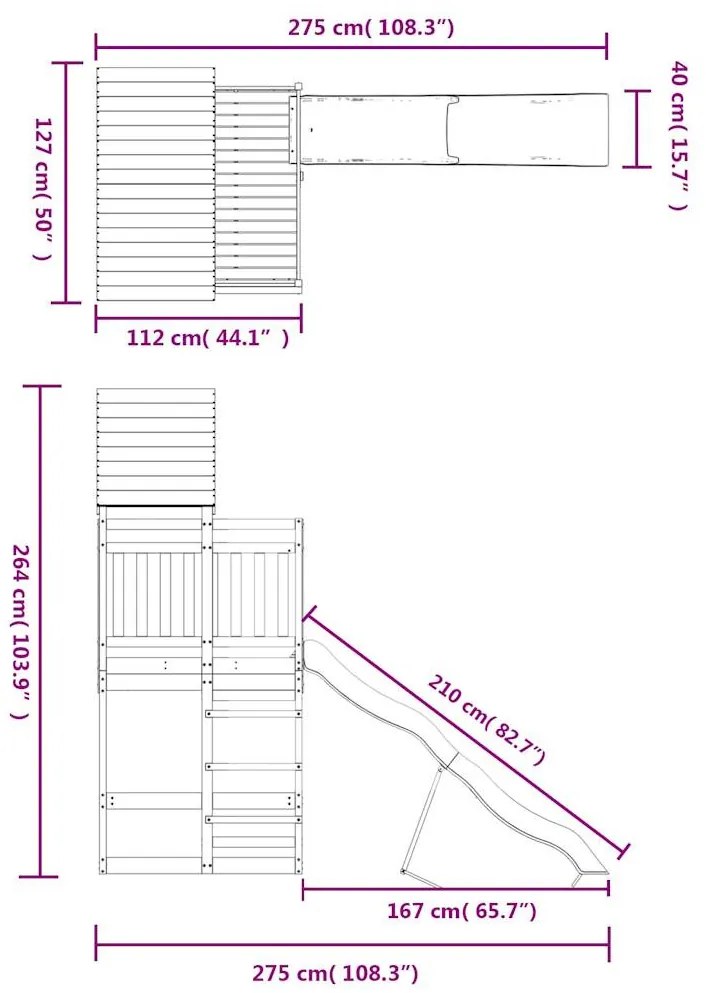 Conjunto de brincar para exterior madeira de pinho impregnada