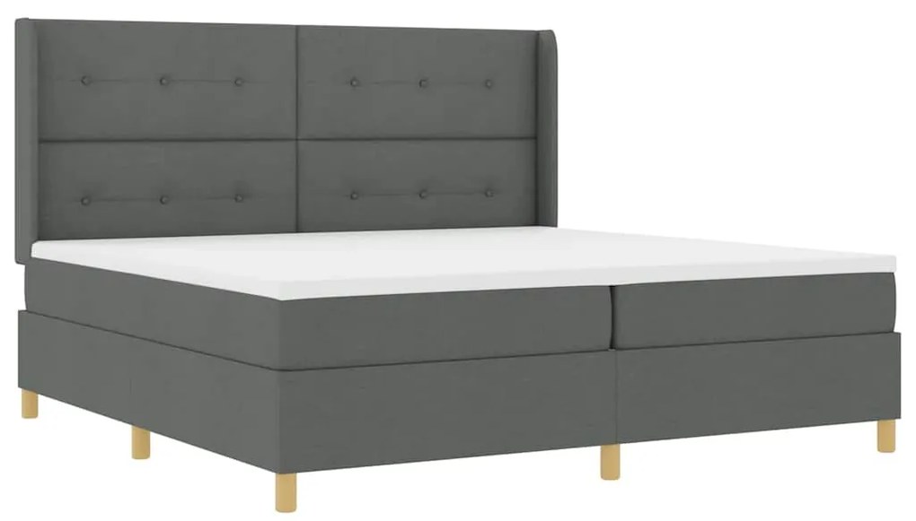 Cama Box com Colchão &amp; LED vidaXL Cinza Escuro 200x200 cm Tecido