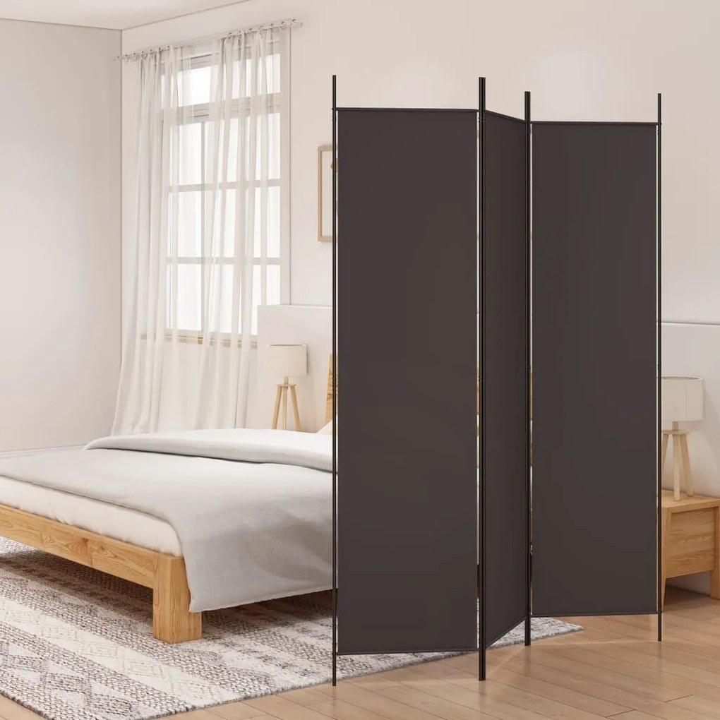 vidaXL Biombo/divisória com 3 painéis 150x200 cm tecido castanho
