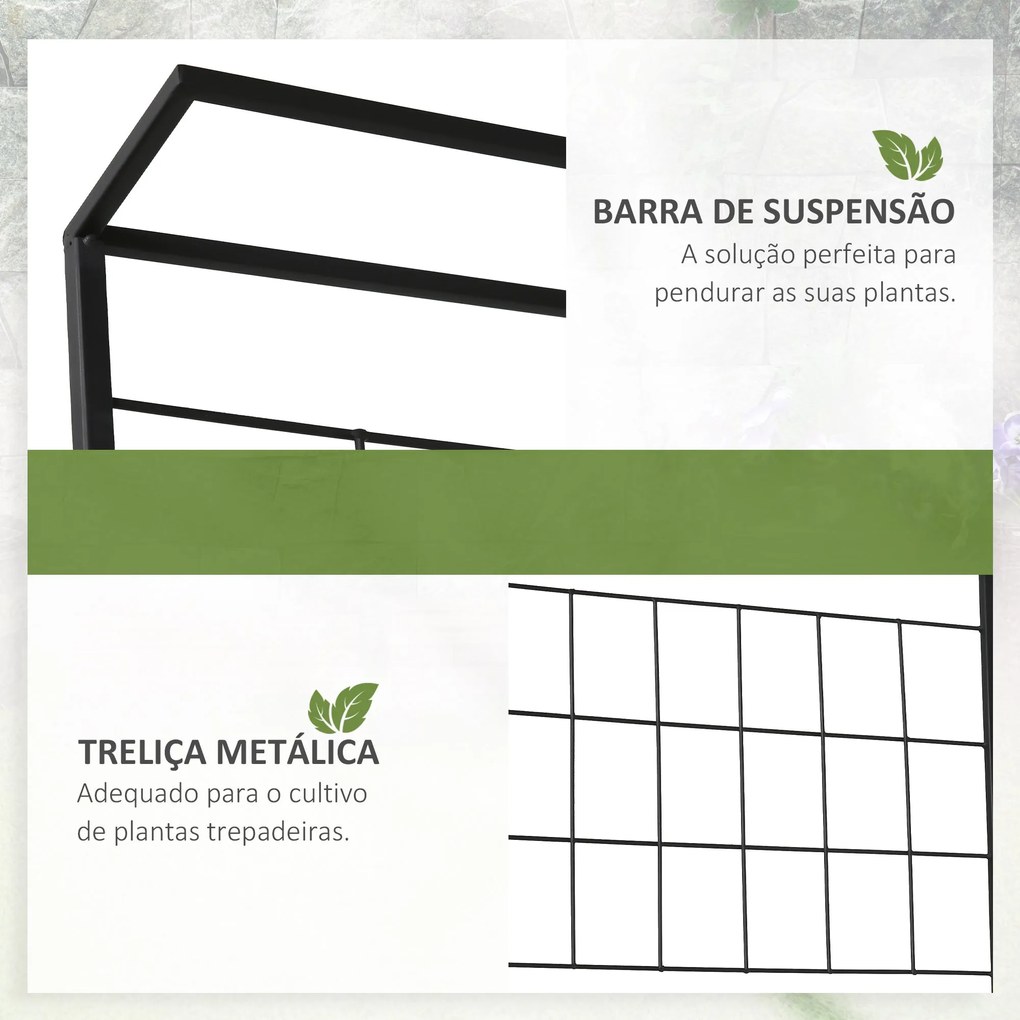 Outsunny Suporte para Plantas com Treliça de Metal Suporte para Vasos