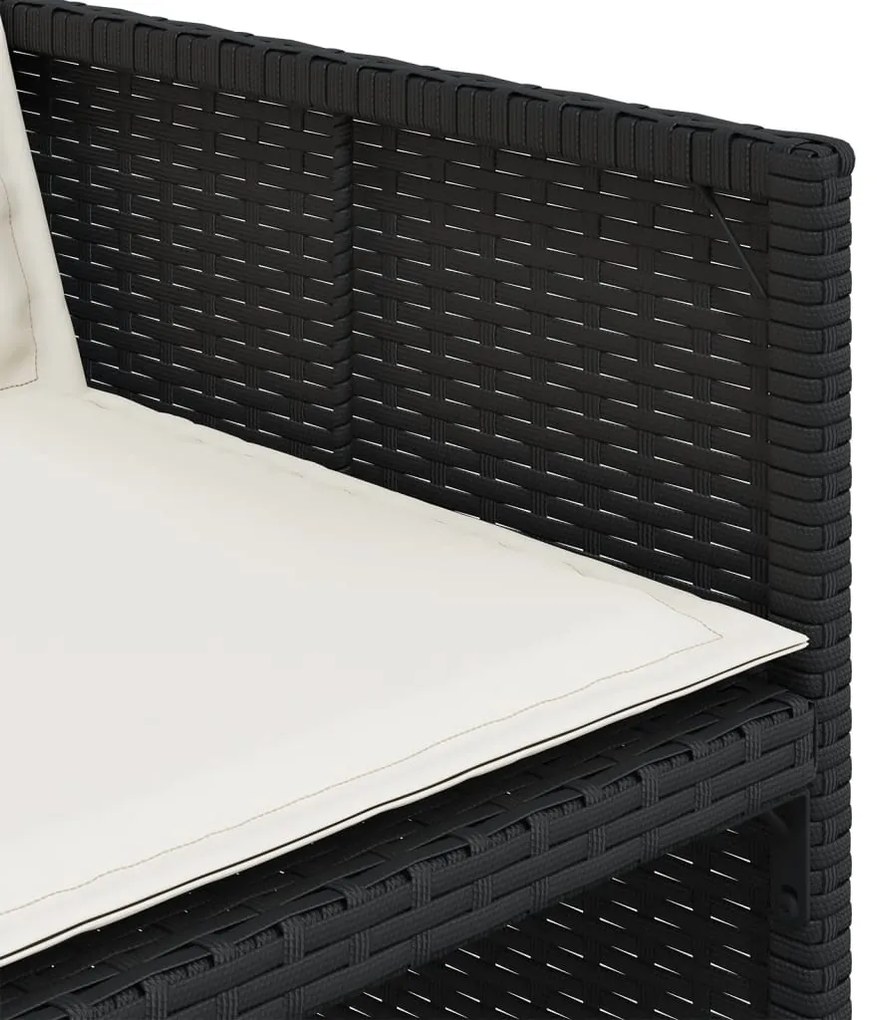15 pcs conjunto de jantar p/jardim com almofadões vime PE preto