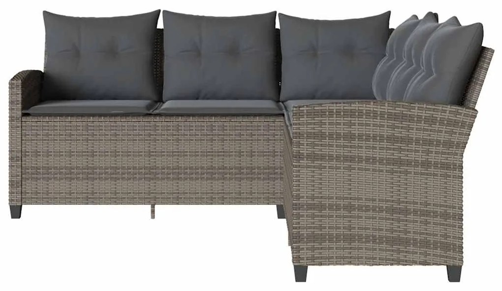 Sofá-sofá em forma de L com almofadas vime PE cinza