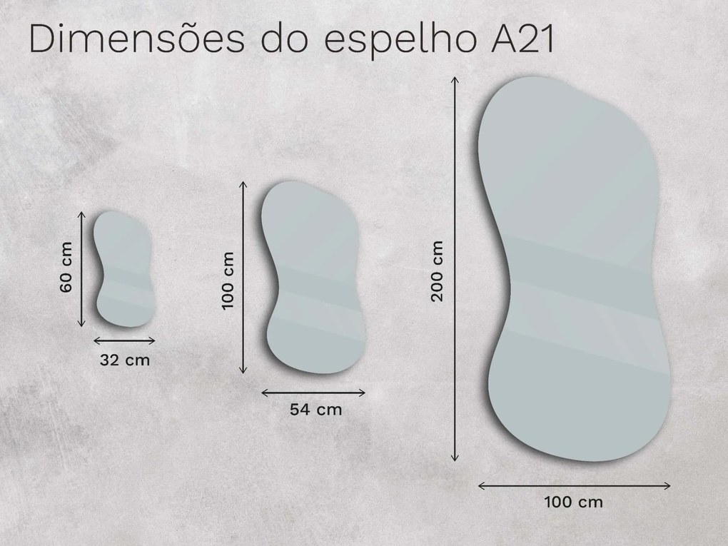 Espelho LED orgânico com iluminação A21