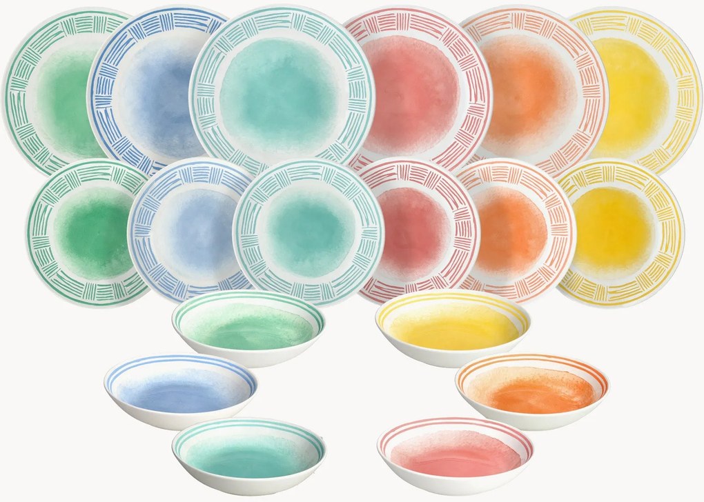 Conjunto de loiça em porcelana Madison Sorbetto, 6 pessoas, conjunto de 18