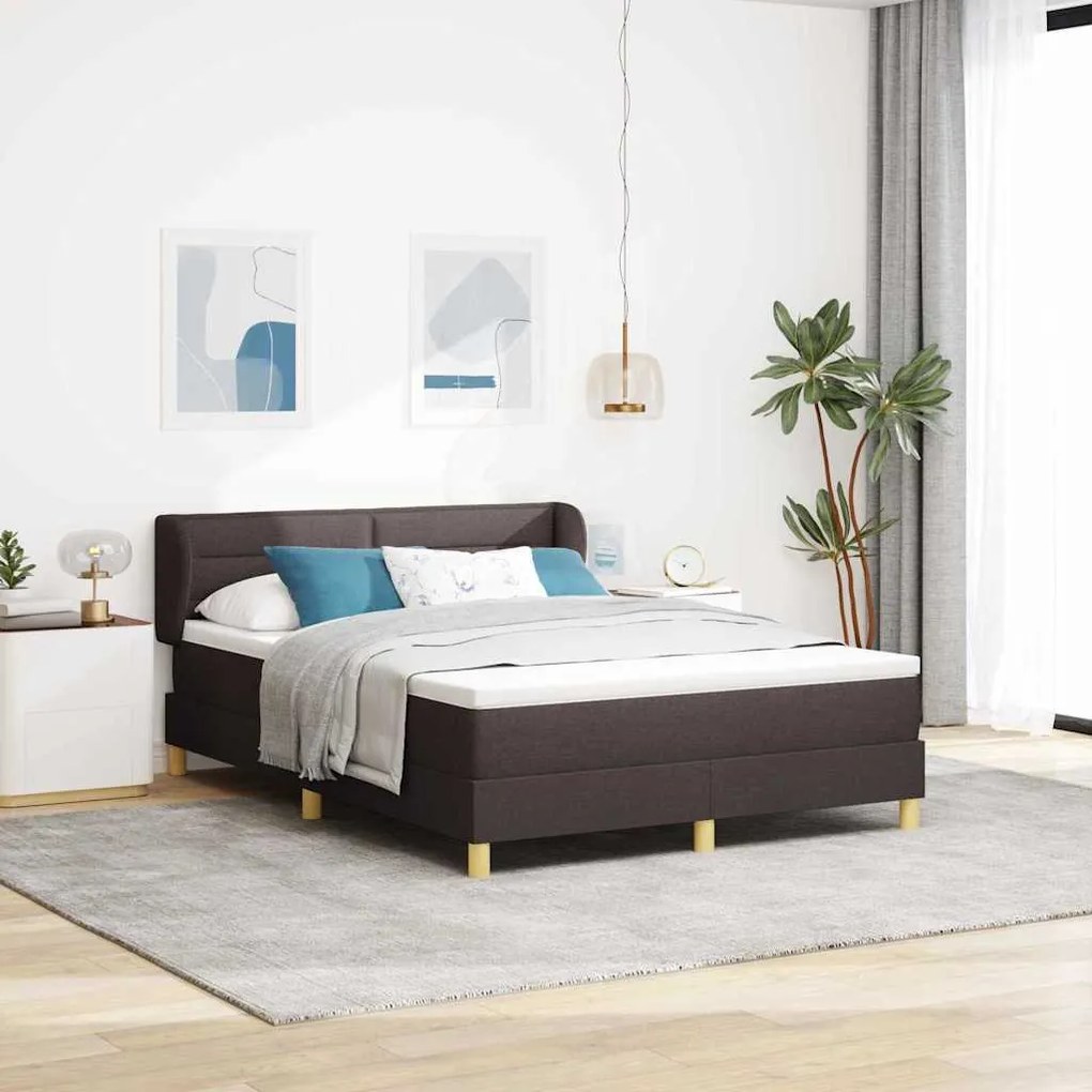 vidaXL Cama Box com colchão Marrom Escuro 160 x 200 cm tecido