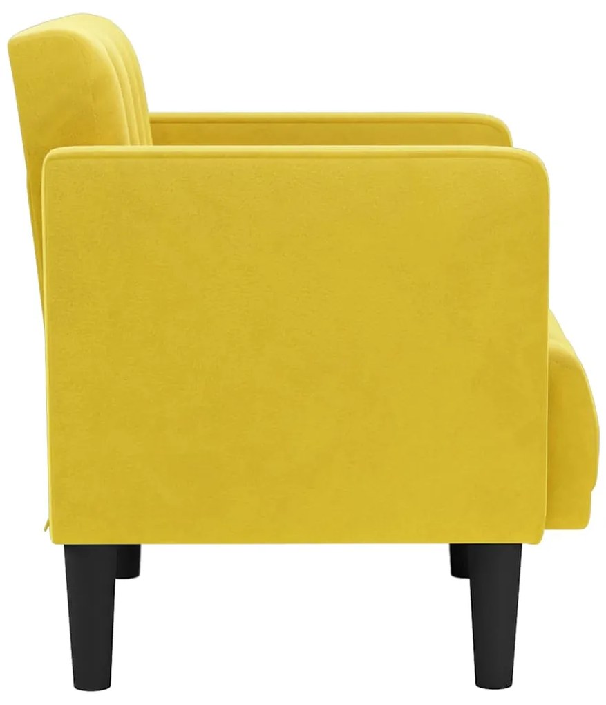 Poltrona com apoio de braços 53 cm veludo amarelo