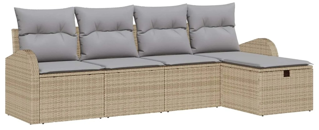 vidaXL Conjunto de Sofás com almofada 5 pcs Bege e Cinza Claro vime PE
