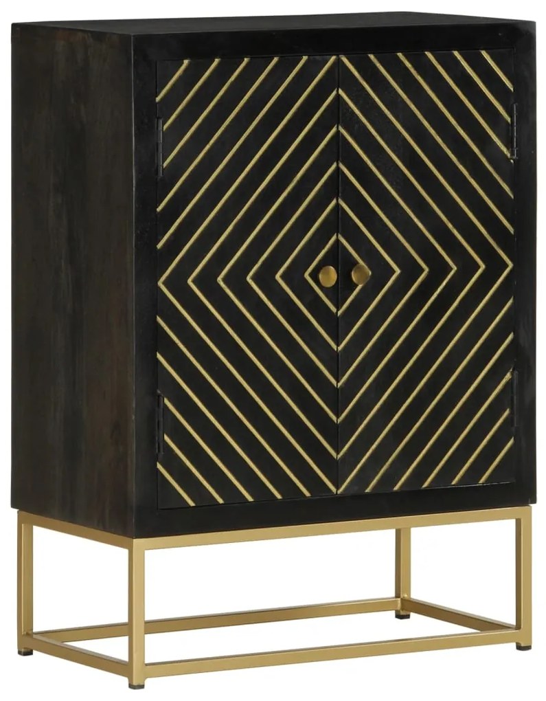 Aparador com 2 portas 55x30x75cm mangueira maciça preto/dourado