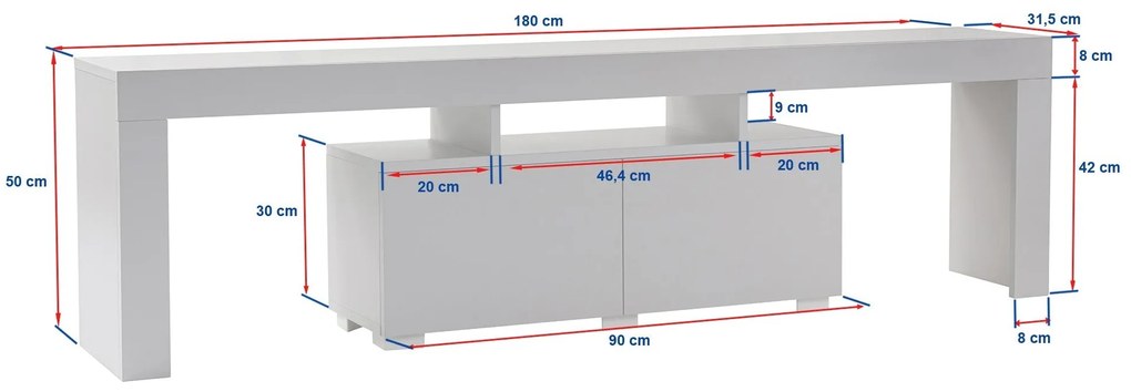 Móvel de TV "Enclave" - 180x50x31,3 cm - Design Moderno - Mármore Free