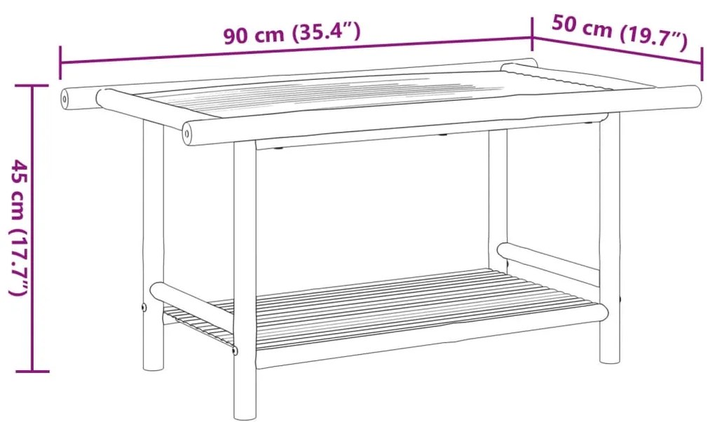 Mesa de centro 90x50x45 cm bambu