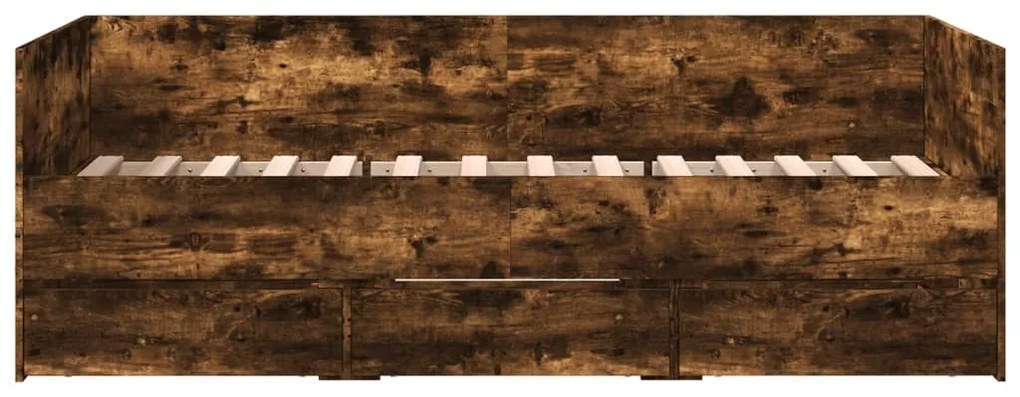 Sofá-cama com gavetas sem colchão 75x190 cm carvalho fumado