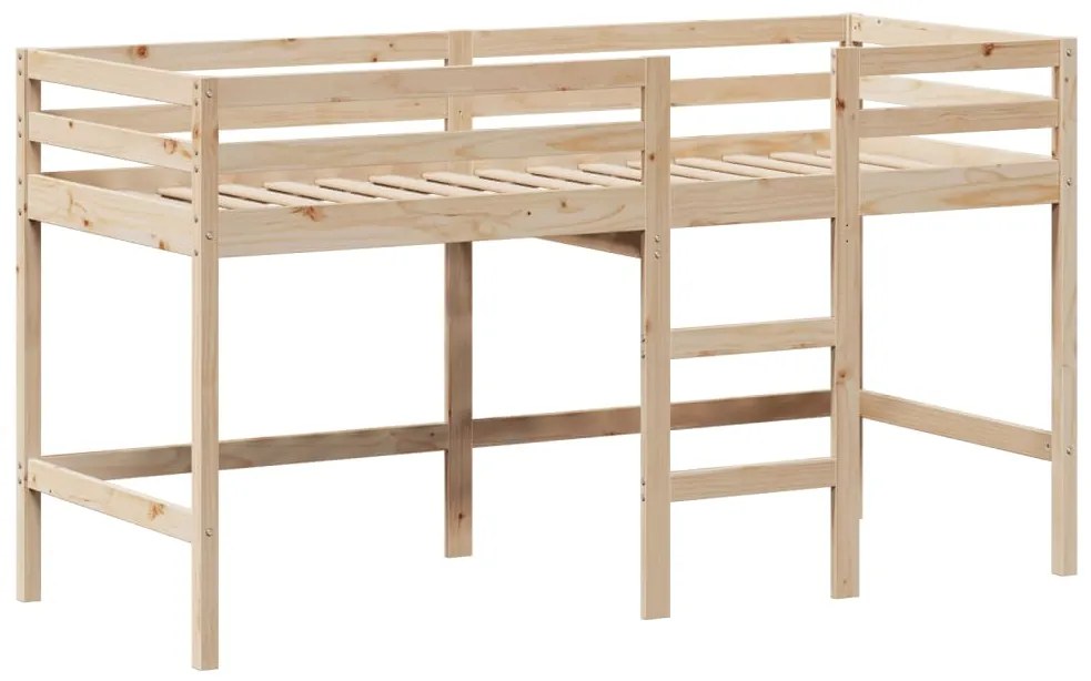 Cama alta c/ escada e telhado 80x200 cm pinho maciço