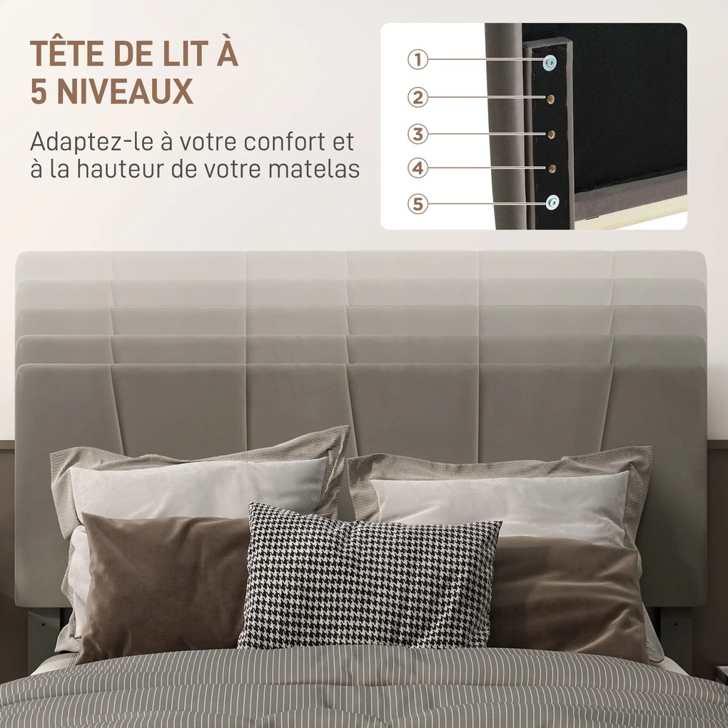 Estrutura de cama de casal 140 x 190 cm, cama para 2 pessoas (COLCHÃO NÃO INCLUIDO), cabeceira ajustável, base de cama 150 x 198 x 100/105/110/115/120