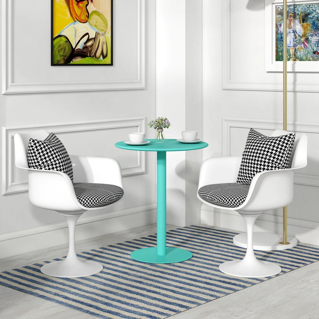 Mesa de bar redonda para 2 pessoas, Ø60 cm, moderna (CADEIRAS NÂO INCLUIDAS),  com base redonda e estrutura em aço, para interior e exterior, verde