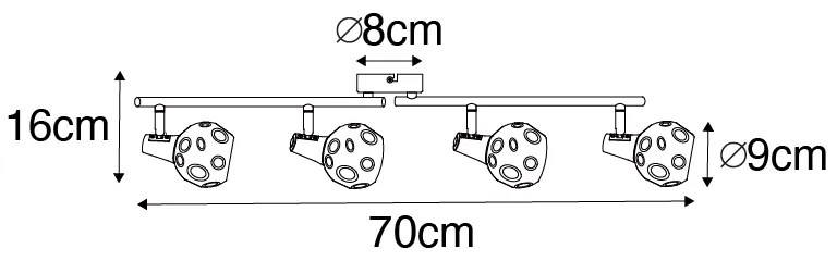 Candeeiro de teto Art Deco dourado com vidro fumê 4 luzes - VIDRO