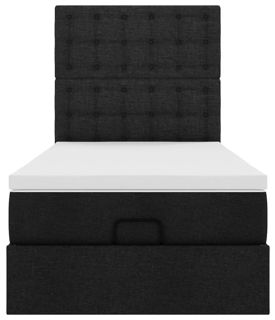 Estrutura de cama otomana com colchão 100x200cm tecido preto