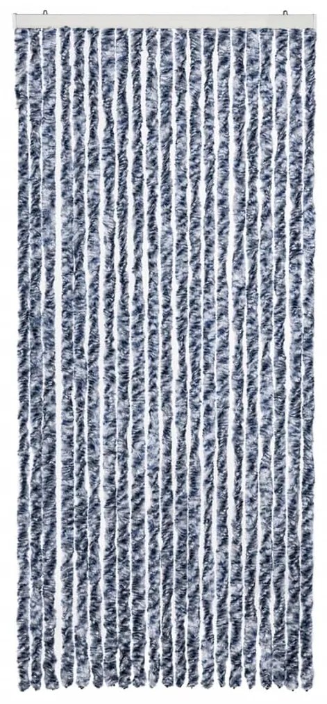 Cortina anti-insetos 90x200 cm chenille azul e branco