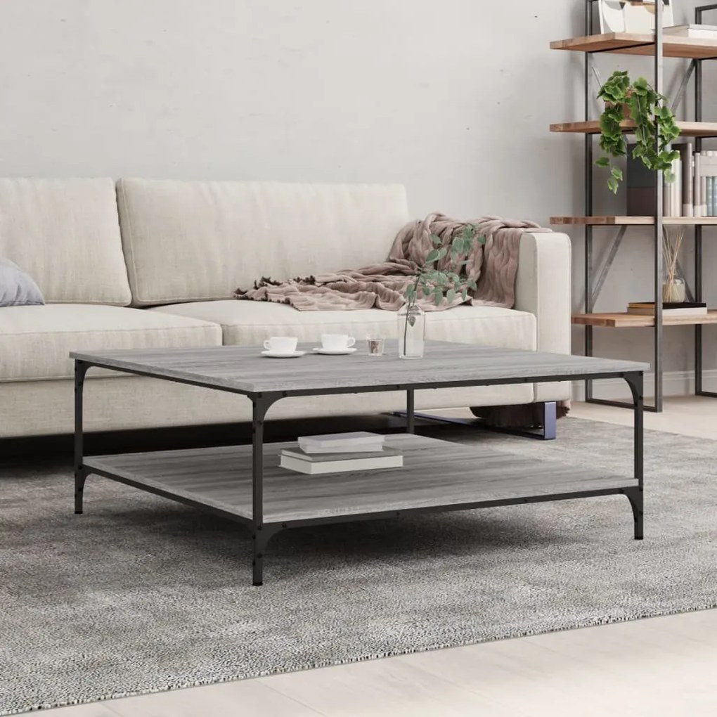 vidaXL Mesa de centro 100x100x40 cm derivados de madeira cinza sonoma